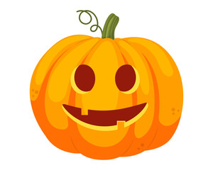 Vector halloween cartoon pumpkin scary faces. Orange jack-o-lanterns isolated on white background