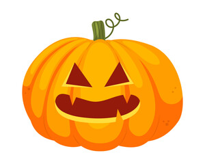 Vector halloween cartoon pumpkin scary faces. Orange jack-o-lanterns isolated on white background