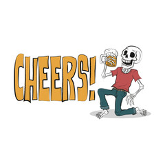 Cheers and Beers quote t-shirt design illustration
