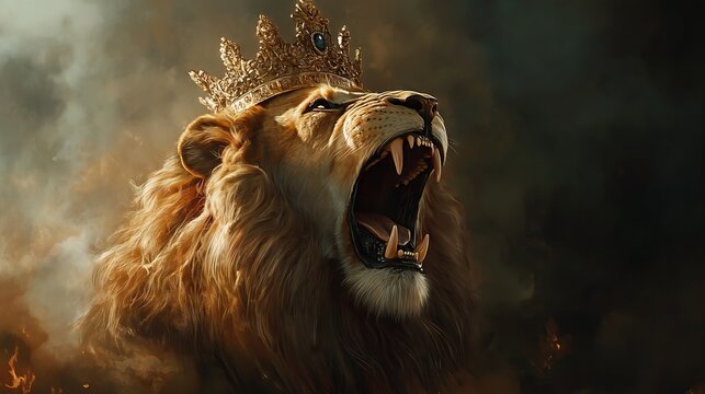 Lion of Judah, exuding strength and power. Christian conceptual illustration