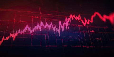 The declining value of stocks is graphically represented as a descending trend on a stock market graph.