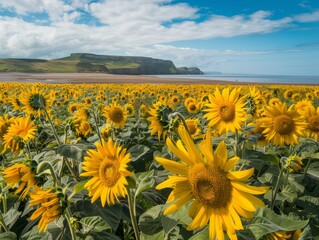 Obraz premium Golden Loyalty: The Sunflowers of Rhossili