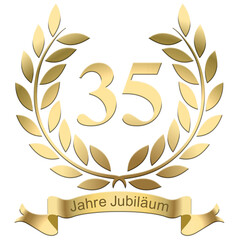 Laurels For the 35th anniversary with text in German	