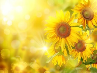 Sunlit Sunflowers: A Vibrant Abstract Field