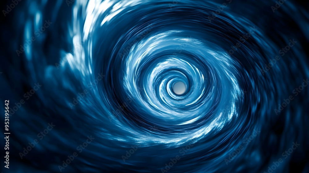 Poster an abstract blue vortex design representing innovation and transformation in the business world, ser