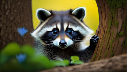 Obraz premium Charming Baby Raccoon