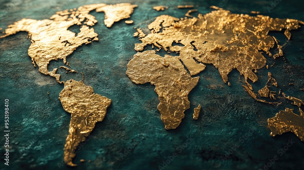 Poster gold, cobalt, and lithium elements placed on a global map, highlighting the geopolitical stakes of r