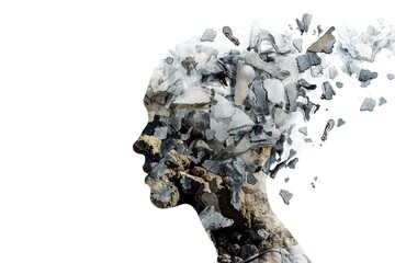 A man suffering from facial trauma with broken glass and cuts