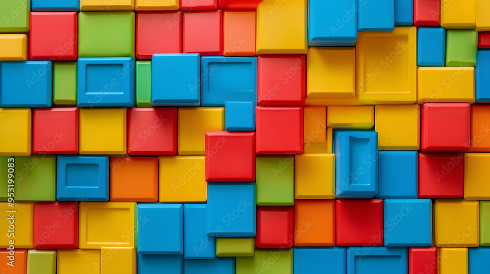 Poster blocks building plastic toy block background wall frame blank brick structure wit ground pattern sch