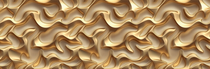 Obraz premium Seamless abstract golden undulating surface with flowing organic pattern