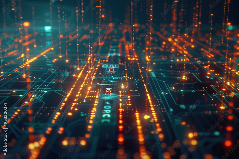 Aufkleber global business network growth through data analysis ai and blockchain.