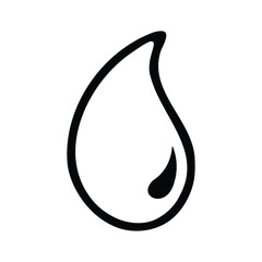 A clean and simple black and white line art illustration of a water drop.