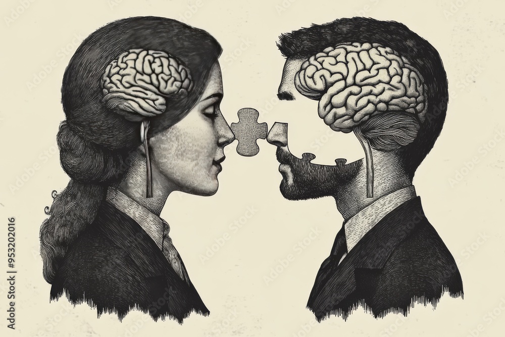 Poster auditory loving touch a boy looking up at a floating brain representing the wonder of intellectual d
