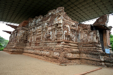 The exterior of the Tivanka Image House (three bends) at Polonnaruwa in Sri Lanka. Also known as the Image House of Jetavanarama it was built by King Parakramabahu the Great (1153 - 1186 AD).