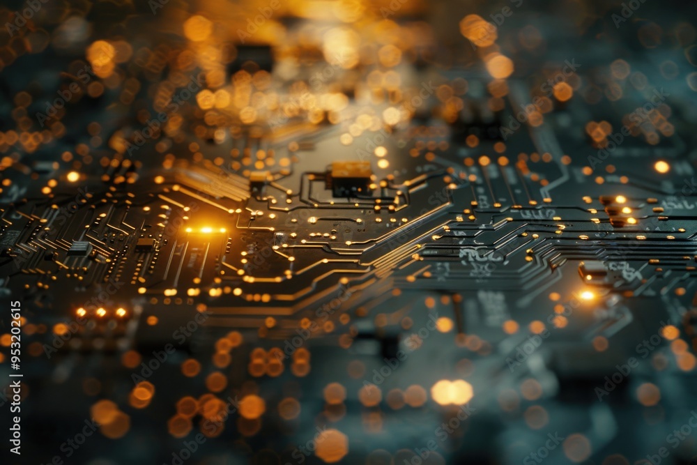 Aufkleber a close-up shot of a computer circuit board, ideal for tech-related projects and illustrations