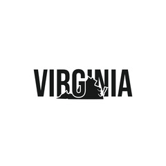 virginia state symbol, map icon with vector silhouette