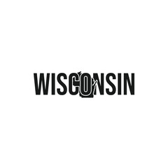 wisconsin state symbol, map icon with vector silhouette