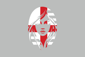 England flag and England girl’s shape, The flag of England, England national Flag Vector illustration, England crossed flags, Standard color
