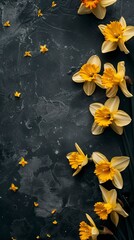 Fototapeta premium Daffodils on a black background
