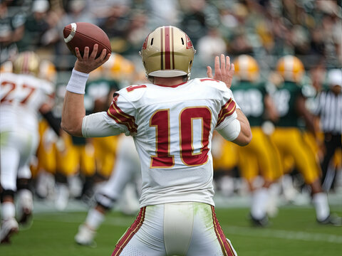 Quarterback throwing a pass during a game