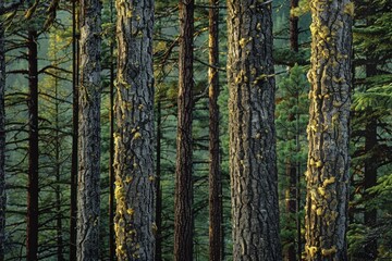 Fototapeta premium A dense forest with numerous green trees