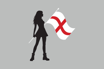 England girl with England flag, The flag of England, England national Flag Vector illustration, England crossed flags, Standard color
