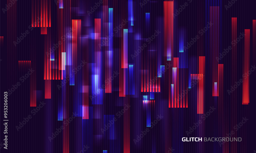 Poster glitch background. abstract noise effect, error signal, television technical problem. vector illustr
