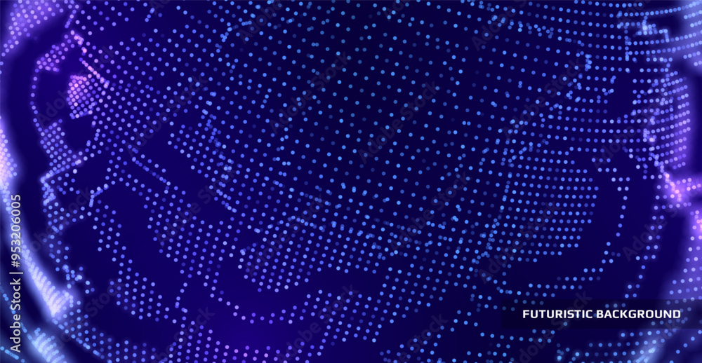 Wall mural cyber background constructed with particles. science or technology backdrop. vector illustration.