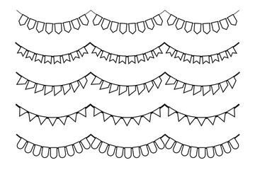 Obraz premium party flag decorations, available outline style, birthday and anniversary celebrations. editable vector eps 10.