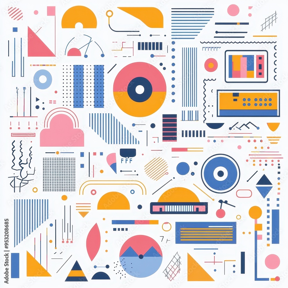 Poster abstract geometric shapes pattern background design modern colorful vector illustration