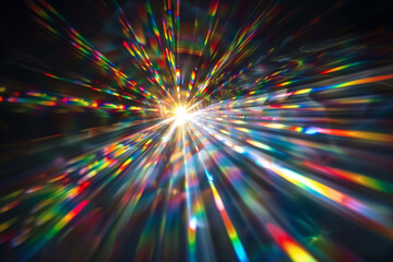 A colorful light that is blurry and has a rainbow effect