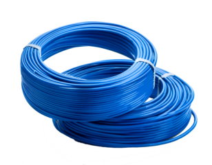 blue plastic electrical cord