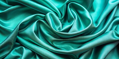 Obraz premium Vibrant cyan green turquoise silk fabric texture background for luxurious designs and decor