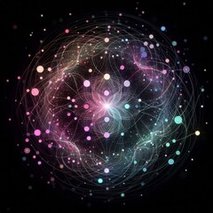 Fototapeta premium a black background with light pink, purple, blue and green lights Generative AI 