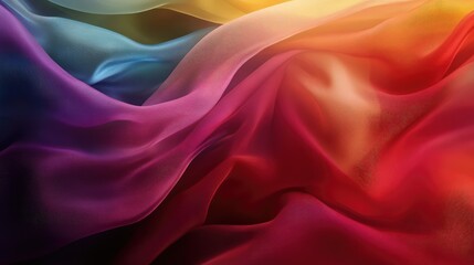 Obraz premium Abstract colorful fabric waves flowing gracefully, creating a soft and dynamic background with a sense of depth.