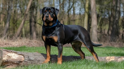 Purebred Rottweiler on Green Grass