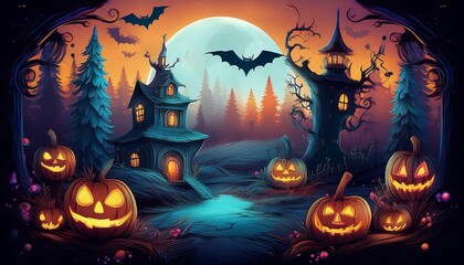  Halloween Backdrop with Jack O' Lanterns