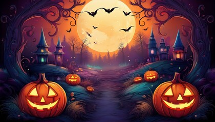  Halloween Backdrop with Jack O' Lanterns