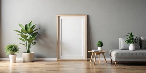 Minimalist modern interior mockup poster frame for showcasing artwork or photography