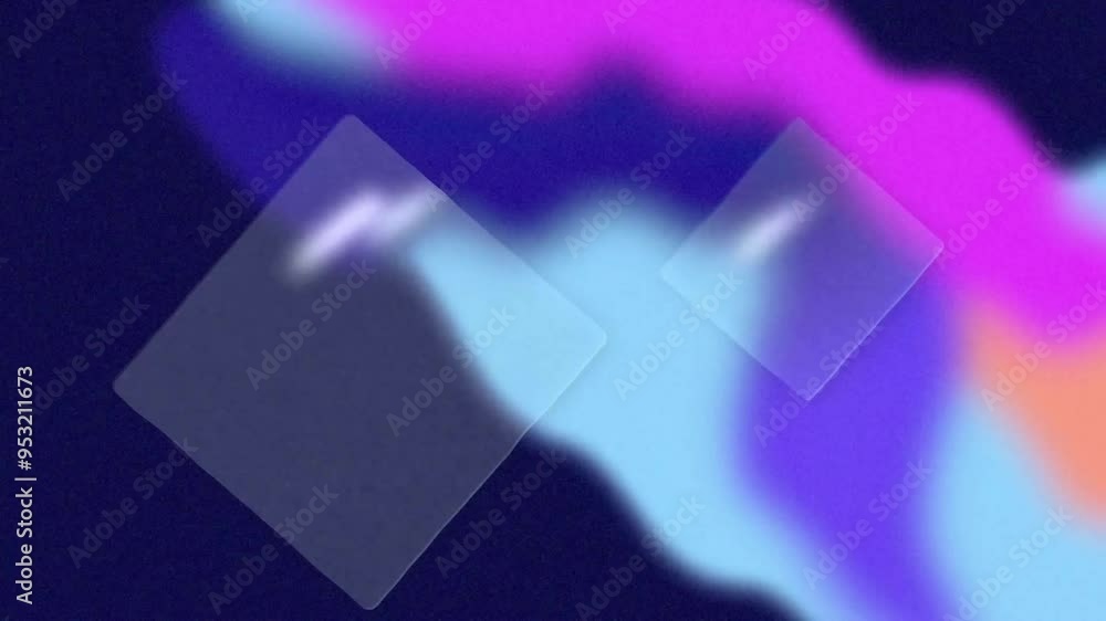 Poster abstract colorful shapes and squares animation over dark background