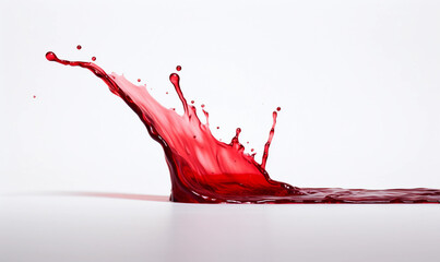 Close-up of Red Liquid Spilling from Bottle on White