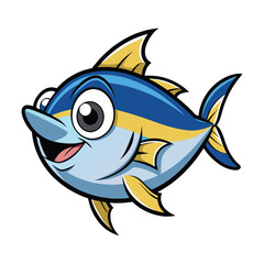 Hand drawn tuna cartoon illustration