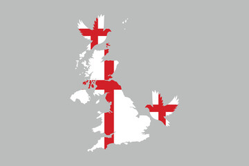Map of the England, The flag of England, England national Flag Vector illustration, England crossed flags, Standard color
