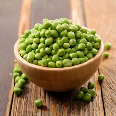 Fresh green peas in bowl