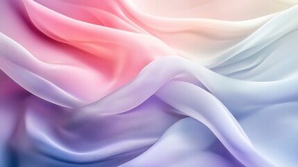Obraz premium An abstract composition with soft, flowing fabric in various colors, creating a dynamic, wavy pattern on a smooth background.