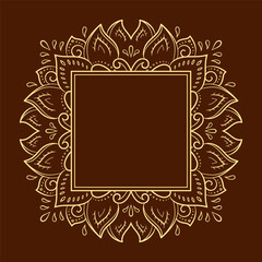 Frame in eastern tradition. Stylized with henna tattoos decorative pattern for decorating covers for book, notebook, casket, magazine, postcard and folder. Flower border in mehndi style.