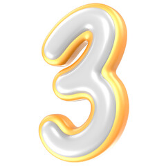3 Number Yellow And White 3D Rendering