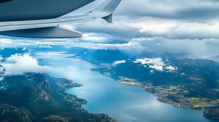 Fjords and coast from plane
