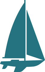 Yacht blue symbol. Sailing ship. Regatta icon