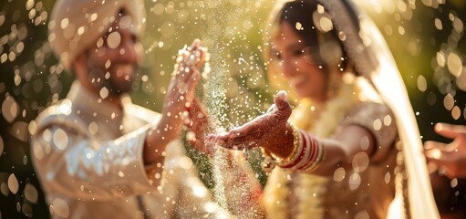 Indian Wedding Ceremony with Confetti